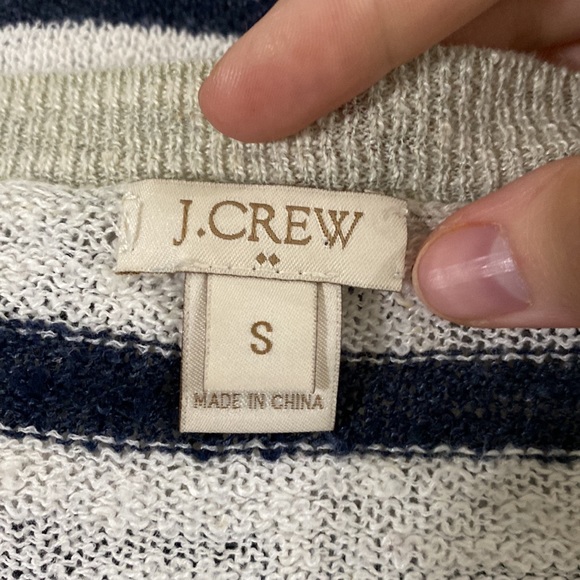 J Crew factory linen blend striped elbow length light sweater size S - Picture 9 of 12